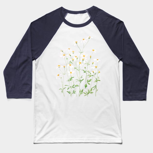 white black-jack flowers watercolor painting Baseball T-Shirt by colorandcolor